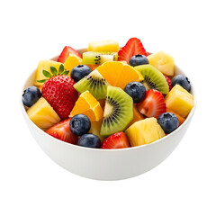 Fresh fruit salad in white bowl with vibrant colors, healthy eating concept