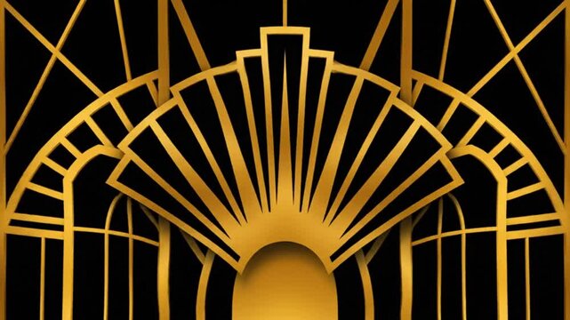 Elegant Golden Art Deco Pattern Animation Background.