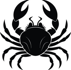 Black silhouette of a crab isolated on white background