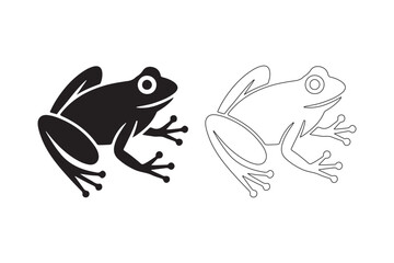 Silhouette and outline of a frog illustration
