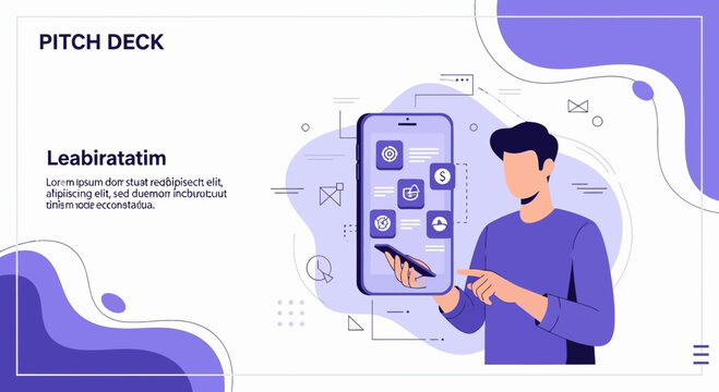 Modern Pitch Deck Presentation: Mobile Application and User Interface Illustration