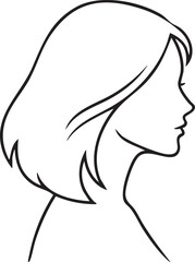 Elegant Woman Profile Silhouettes Line Art Vector