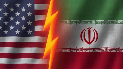 "The flags of Iran and the United States wave side by side, symbolizing complex diplomatic relations and geopolitical tension."