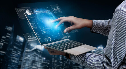 Real-time global data analytics dashboard visualizing insights from interconnected systems for...