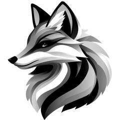 illustration of a fox head showcasing intricate details and in a modern style