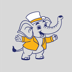 elephant retro cartoon character illustration