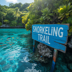 Inviting Snorkeling Trail Paradise Awaits Beneath the Turquoise Waters Lush Tropical Foliage and Vibrant Aquatic Life Beckon Adventurers