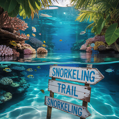 Underwater Paradise Snorkeling Trail Beckons Tropical Fish and Coral Reefs Abound in a Clear Blue Ocean Adventure