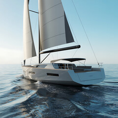 Sleek Modern Yacht Gliding on Calm Waters a Vision of Luxury and Freedom Under Sail