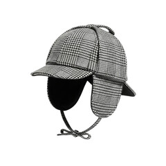 Houndstooth Deerstalker Hat Sherlock Holmes Detective Costume Accessory Heritage Style Classic on transparent background