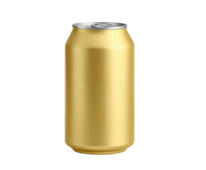A plain golden aluminum soda can, isolated on transparent background, ready for branding and design