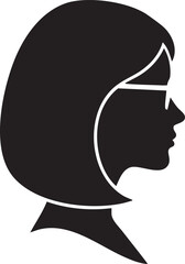 Intellectual Woman Profile Silhouettes with Glasses Vector