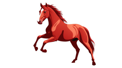 Elegant running red horse on transparent background artwork, for design, decoration, and digital projects