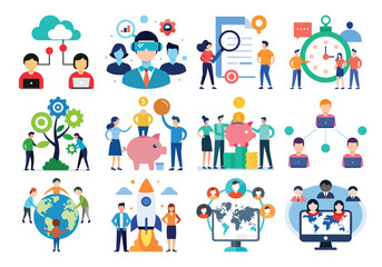 Business Teamwork and Global Connection Concepts with Diverse People and Technology