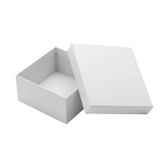 Elegant White Box Showcase Gift Packaging Storage Solution Open Empty Container Product on transparent background
