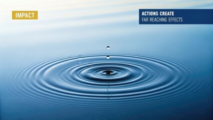 Water drop creating expanding concentric ripples
