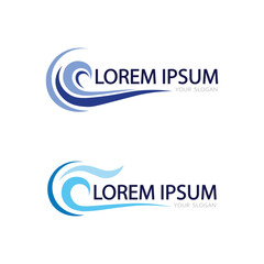 clean blue water wave vector logo design for branding and identity