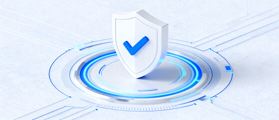 Shield with checkmark representing security and protection concept