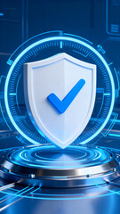 Cybersecurity Shield with Check Mark Representing Security Assurance