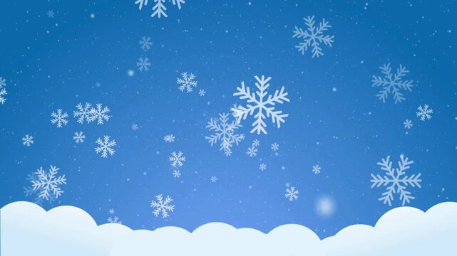 Blue vector illustration of a sparkling Christmas and New Year winter background with decorative snowflakes, ice stars, and a celebratory holiday pattern