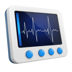 Heartbeat monitor displaying electrocardiogram waveform isolated on transparent background