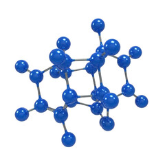 3d molecular model of a complex organic molecule isolated on transparent background