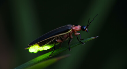Fototapeta premium firefly, glowing abdomen, insect macro