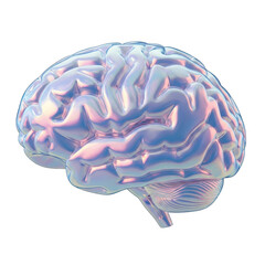 Holographic brain model isolated on transparent background