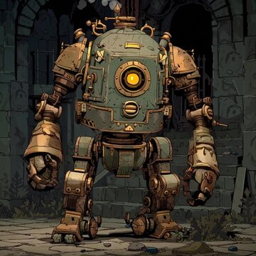 Old Steam Locomotive Golem RPG