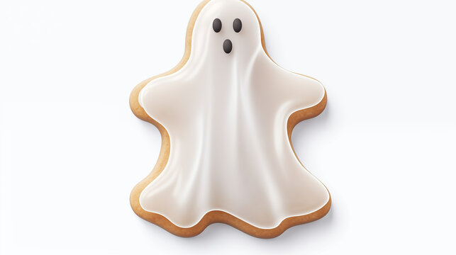Ghost-shaped iced sugar cookie