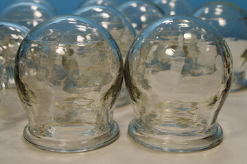 Glass medical cups for medical purposes, rehabilitation, increasing blood flow