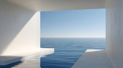Minimalist Ocean View: Architecture, Water, Relaxing Scene