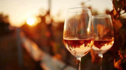 Rose Wine Sunset, Vineyard Tasting, Wine Country Getaway