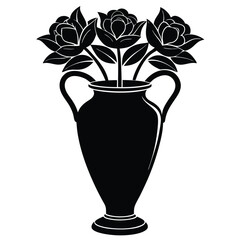 Golden Metallic Flower Vase on White Background  