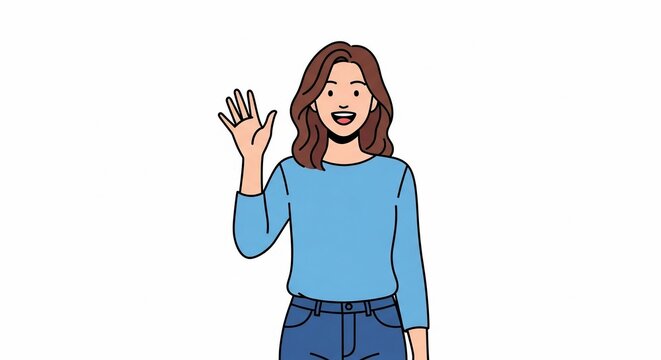 Friendly Greeting: A cheerful figure extends a welcoming hand, conveying warmth and openness. This image radiates approachability and positive engagement.