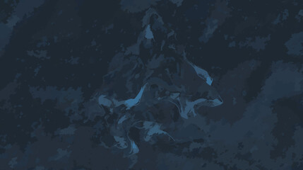 Fototapeta premium Abstract dark blue fluid background with swirling white textures and organic shapes, deep mysterious liquid movement pattern.