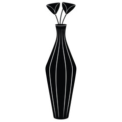 Tall Slender Marble Flower Vase on White Background  