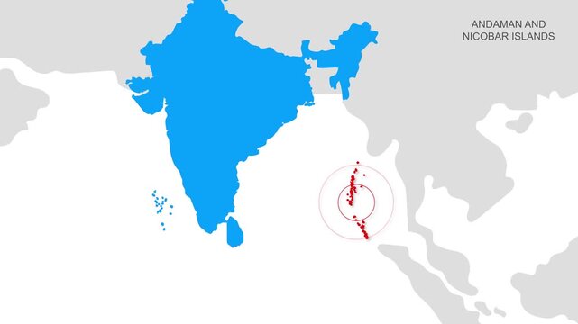 Andaman And Nicobar Islands, India Animated Political Map | Professional State Geography Motion Graphic Video