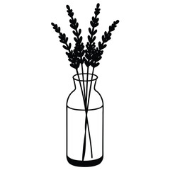 Transparent Cylindrical Vase with Purple Lavender  