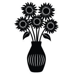 Wooden Handmade Flower Vase Holding Sunflowers  