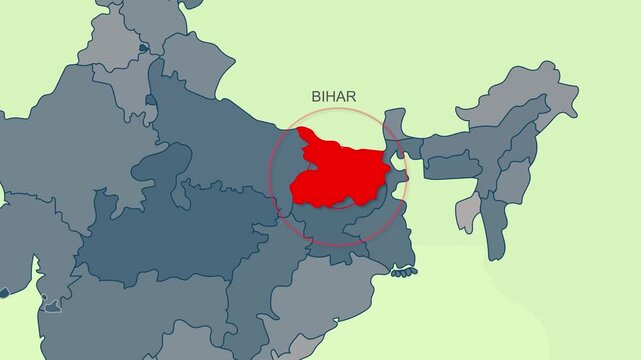 Bihar, India Animated Political Map | Professional State Geography Motion Graphic Video