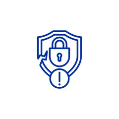 The round blue vector illustration set features a flat icon of a lock and key symbol for web security design