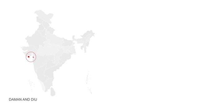 Daman And Diu, India Animated Political Map | Professional State Geography Motion Graphic Video