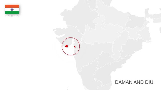 Daman And Diu, India Animated Political Map | Professional State Geography Motion Graphic Video