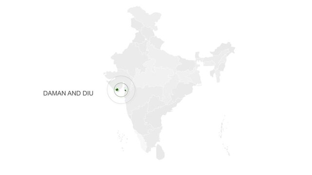 Daman And Diu, India Animated Political Map | Professional State Geography Motion Graphic Video