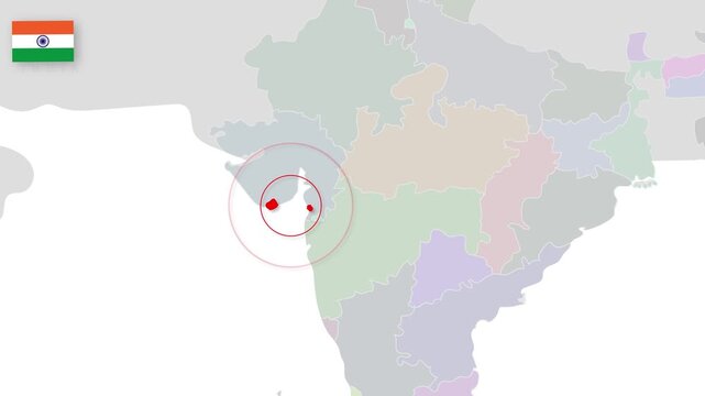 Daman And Diu, India Animated Political Map | Professional State Geography Motion Graphic Video