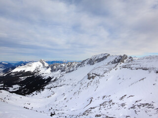 Panoramic View of Snowy Mountain Range