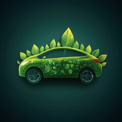 Eco-friendly car design concept with greenery elements representing sustainability and innovation in transportation ideas