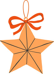 Cartoon Christmas star decoration vector illustration. New Year clipart