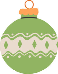 Cartoon Christmas ball ornament vector illustration. New Year decoration clipart